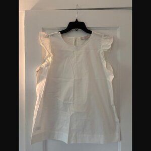 LOFT sleeveless ruffle poplin top